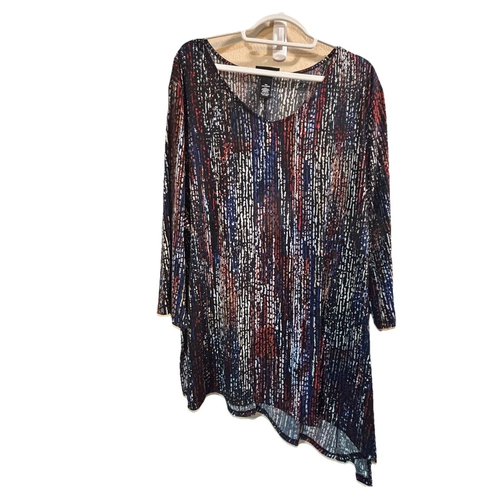 Catherines Anywear Top Shirt Blouse Asymmetrical Hem V-Neck Plus Size 26/28